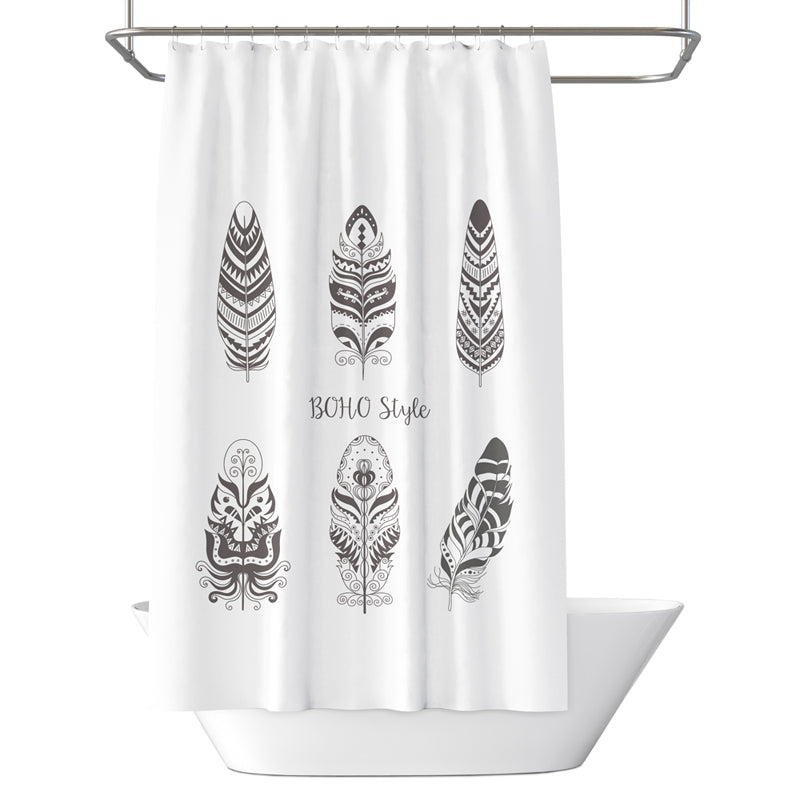 Linentalks Waterproof Feather Bathroom Shower Curtain Set, White and B –  Linentalks Home