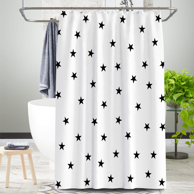Linentalks Star Waterproof Bathroom Shower Curtain Black And White St Home
