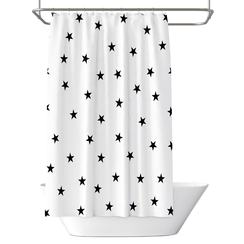 Linentalks Star Waterproof Bathroom Shower Curtain Black And White St Home