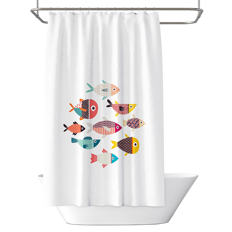 Linentalks Waterproof Bathroom Shower Curtain for Kids, Lovely Colorful Cartoon Fish Bathroom Decor, Children Fabric Shower Curtains with Hooks