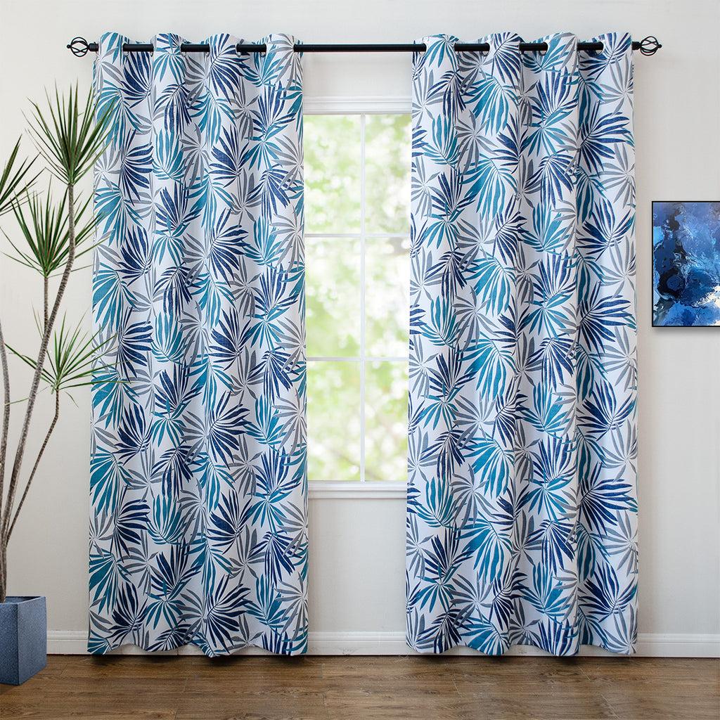 tropical leaf pattern leaf curtain blackout roo darkening curtains 2 panels set 84 inches long